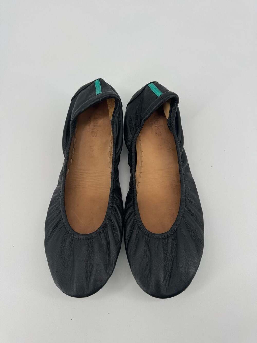 Tieks Classic Black Leather Ballet Flats Size 10